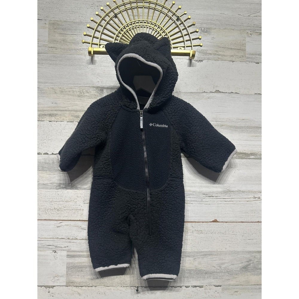 Columbia Baby Sherpa Bunting Infant 0-3M Black Fleece Hooded Romper